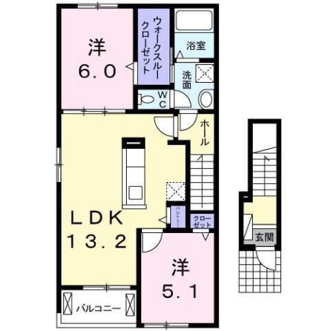 尼崎市田能(JR福知山線猪名寺駅)のアパート賃貸物件 間取画像 尼崎市田能(JR福知山線猪名寺駅)のアパート賃貸物件 間取画像