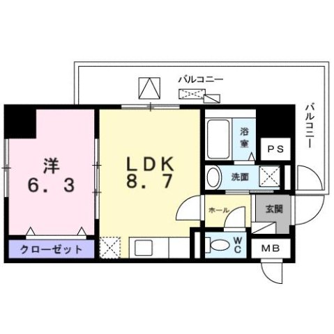 尼崎市昭和南通(阪神本線尼崎駅)のマンション賃貸物件 間取画像 尼崎市昭和南通(阪神本線尼崎駅)のマンション賃貸物件 間取画像