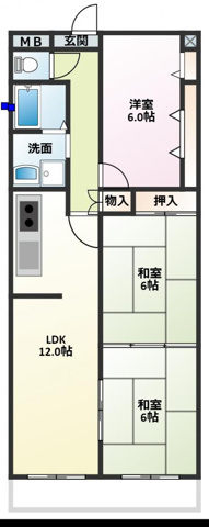 尼崎市猪名寺(JR福知山線猪名寺駅)のマンション賃貸物件 間取画像 尼崎市猪名寺(JR福知山線猪名寺駅)のマンション賃貸物件 間取画像