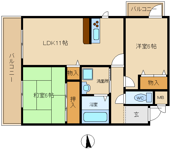 尼崎市栗山町(JR東海道本線(近畿)立花駅)のマンション賃貸物件 間取画像 尼崎市栗山町(JR東海道本線(近畿)立花駅)のマンション賃貸物件 間取画像