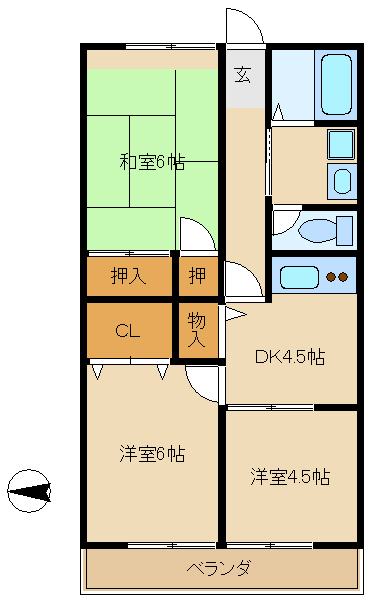 尼崎市稲葉元町(JR東海道本線(近畿)立花駅)のハイツ賃貸物件 間取画像 尼崎市稲葉元町(JR東海道本線(近畿)立花駅)のハイツ賃貸物件 間取画像