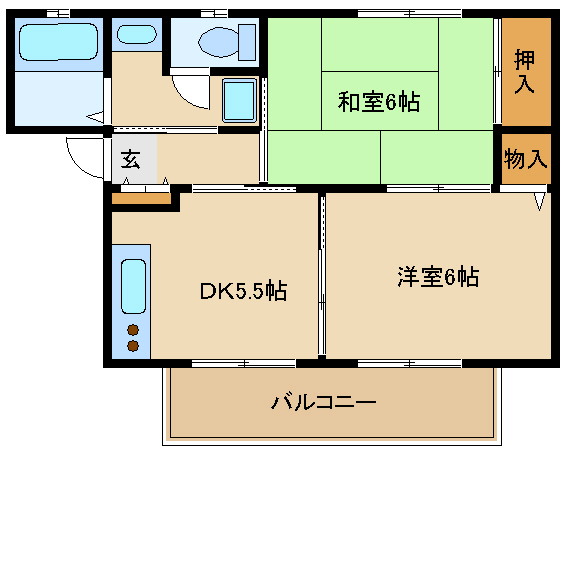 尼崎市三反田町(JR東海道本線(近畿)立花駅)のハイツ賃貸物件 間取画像 尼崎市三反田町(JR東海道本線(近畿)立花駅)のハイツ賃貸物件 間取画像