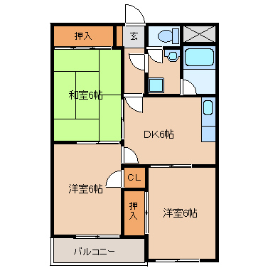 尼崎市三反田町(JR東海道本線(近畿)立花駅)のマンション賃貸物件 間取画像 尼崎市三反田町(JR東海道本線(近畿)立花駅)のマンション賃貸物件 間取画像