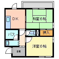 尼崎市大西町(JR東海道本線(近畿)立花駅)のハイツ賃貸物件 間取画像 尼崎市大西町(JR東海道本線(近畿)立花駅)のハイツ賃貸物件 間取画像