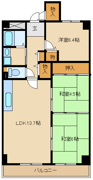 尼崎市若王寺(JR福知山線塚口駅)のマンション賃貸物件 間取画像 尼崎市若王寺(JR福知山線塚口駅)のマンション賃貸物件 間取画像