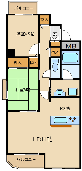 尼崎市武庫之荘東(阪急神戸線武庫之荘駅)のマンション賃貸物件 間取画像 尼崎市武庫之荘東(阪急神戸線武庫之荘駅)のマンション賃貸物件 間取画像