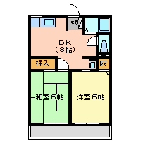 尼崎市口田中(JR福知山線塚口駅)のハイツ賃貸物件 間取画像 尼崎市口田中(JR福知山線塚口駅)のハイツ賃貸物件 間取画像