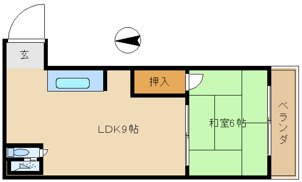 尼崎市宮内町（阪神本線出屋敷駅）のアパート賃貸物件 間取画像