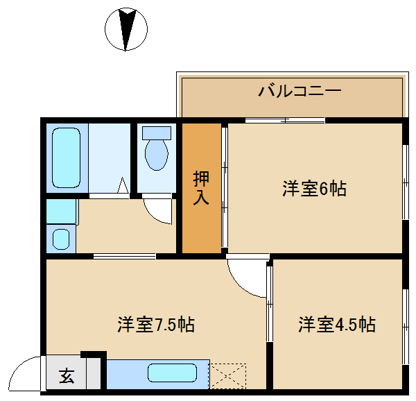 尼崎市西桜木町(阪神本線出屋敷駅)のハイツ賃貸物件 間取画像 尼崎市西桜木町(阪神本線出屋敷駅)のハイツ賃貸物件 間取画像