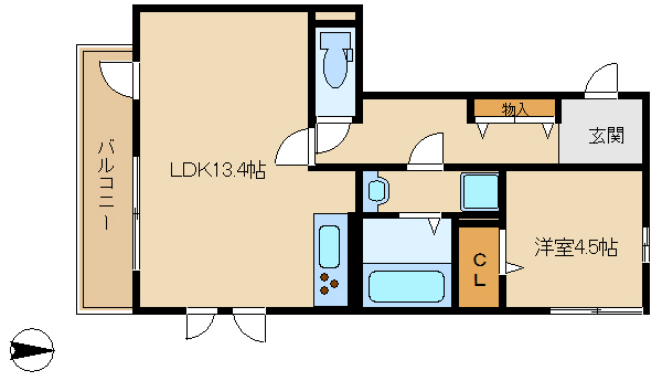 尼崎市武庫元町(阪急神戸線武庫之荘駅)のハイツ賃貸物件 間取画像 尼崎市武庫元町(阪急神戸線武庫之荘駅)のハイツ賃貸物件 間取画像