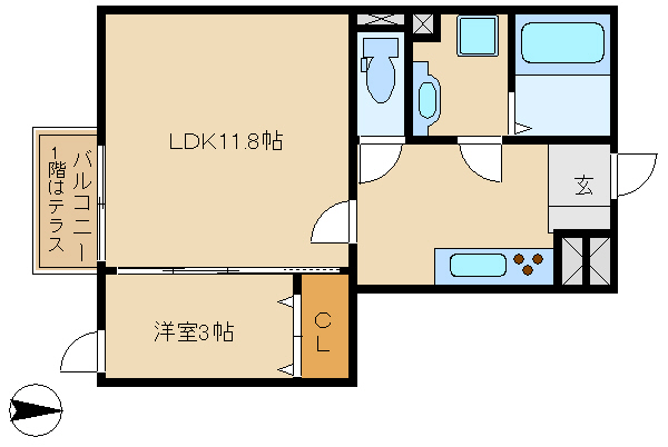 尼崎市武庫元町(阪急神戸線武庫之荘駅)のハイツ賃貸物件 間取画像 尼崎市武庫元町(阪急神戸線武庫之荘駅)のハイツ賃貸物件 間取画像
