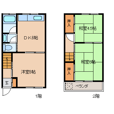 尼崎市栗山町(阪急神戸線塚口駅)のテラスハウス賃貸物件 間取画像 尼崎市栗山町(阪急神戸線塚口駅)のテラスハウス賃貸物件 間取画像