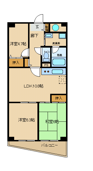 尼崎市杭瀬南新町(阪神本線大物駅)のマンション賃貸物件 間取画像 尼崎市杭瀬南新町(阪神本線大物駅)のマンション賃貸物件 間取画像