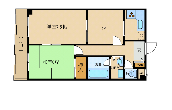 尼崎市大庄北(阪神本線尼崎センタープール前駅)のマンション賃貸物件 間取画像 尼崎市大庄北(阪神本線尼崎センタープール前駅)のマンション賃貸物件 間取画像