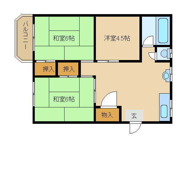 尼崎市久々知(JR東海道本線(近畿)尼崎駅)のハイツ賃貸物件 間取画像 尼崎市久々知(JR東海道本線(近畿)尼崎駅)のハイツ賃貸物件 間取画像