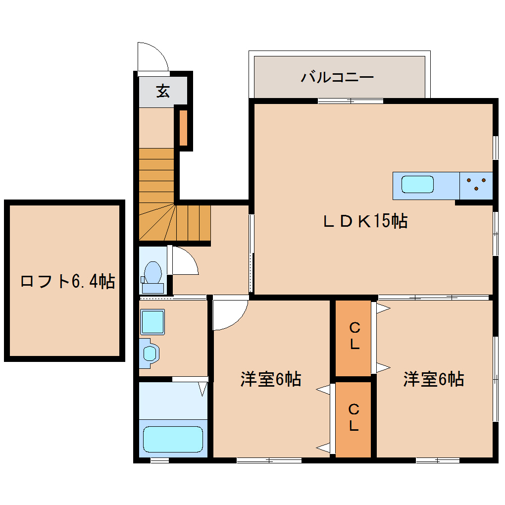 尼崎市武庫之荘東(阪急神戸線武庫之荘駅)のハイツ賃貸物件 間取画像 尼崎市武庫之荘東(阪急神戸線武庫之荘駅)のハイツ賃貸物件 間取画像
