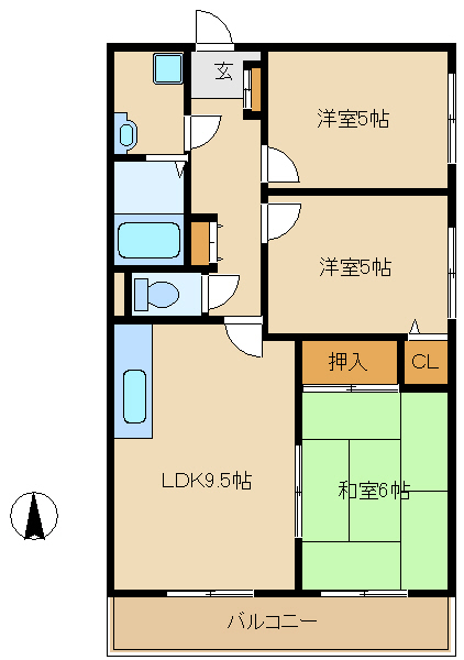 尼崎市武庫元町(阪急神戸線武庫之荘駅)のマンション賃貸物件 間取画像 尼崎市武庫元町(阪急神戸線武庫之荘駅)のマンション賃貸物件 間取画像