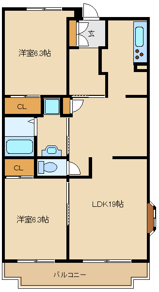 尼崎市食満(阪急神戸線園田駅)のマンション賃貸物件 間取画像 尼崎市食満(阪急神戸線園田駅)のマンション賃貸物件 間取画像