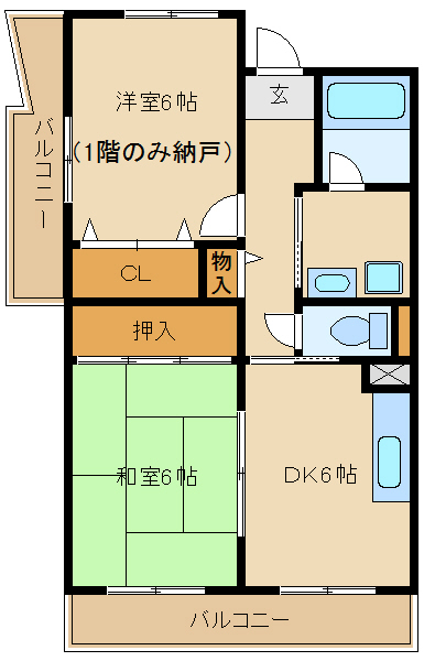 尼崎市若王寺(JR福知山線塚口駅)のマンション賃貸物件 間取画像 尼崎市若王寺(JR福知山線塚口駅)のマンション賃貸物件 間取画像