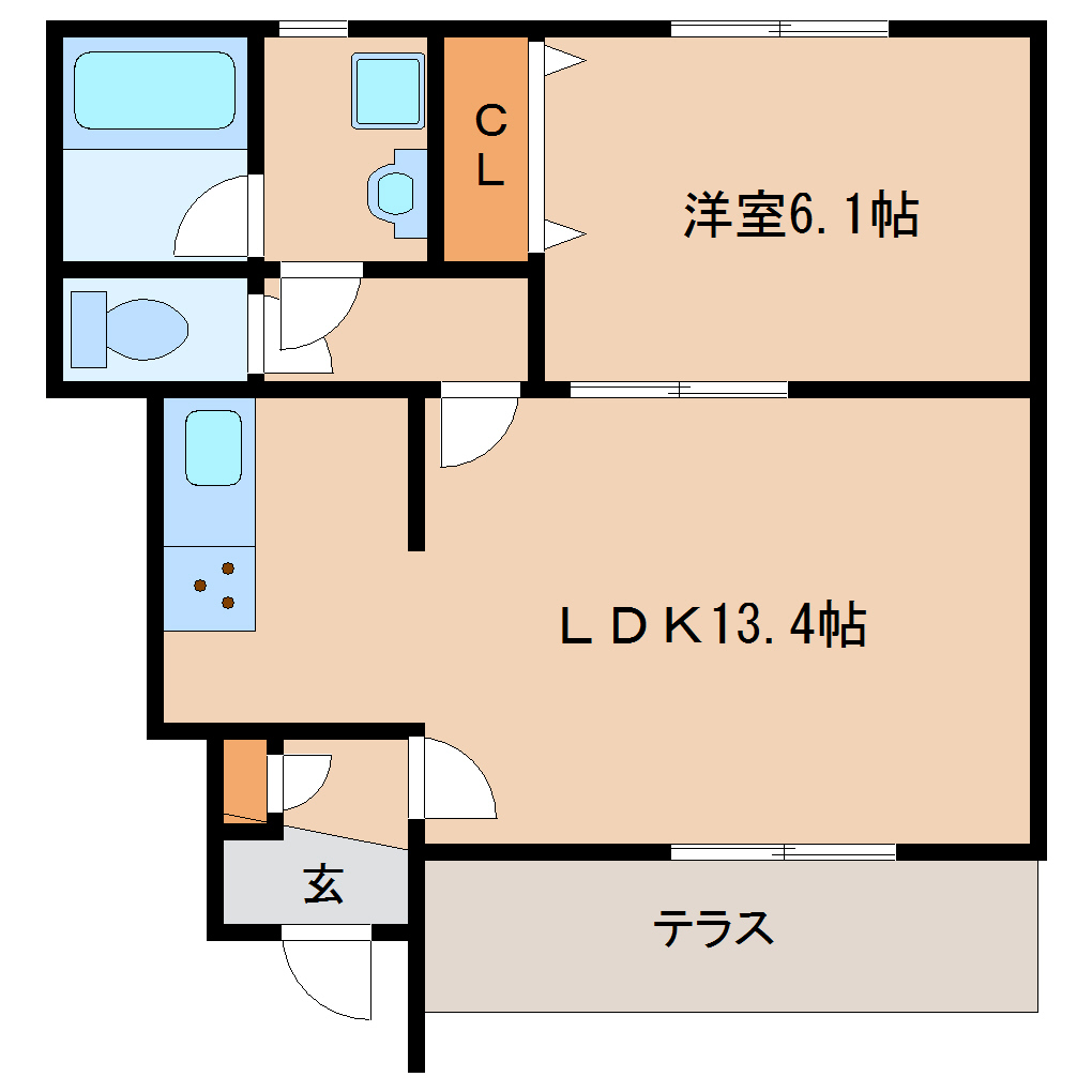 尼崎市口田中(JR福知山線塚口駅)のハイツ賃貸物件 間取画像 尼崎市口田中(JR福知山線塚口駅)のハイツ賃貸物件 間取画像