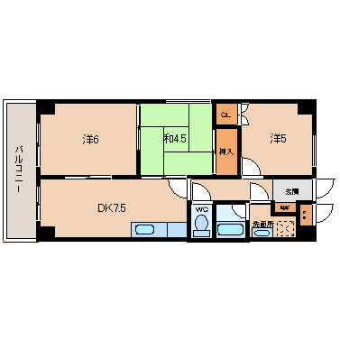 尼崎市武庫町(阪急神戸線武庫之荘駅)のマンション賃貸物件 間取画像 尼崎市武庫町(阪急神戸線武庫之荘駅)のマンション賃貸物件 間取画像