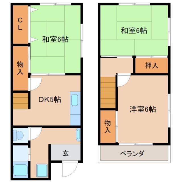 尼崎市武庫之荘本町(阪急神戸線武庫之荘駅)のテラスハウス賃貸物件 間取画像 尼崎市武庫之荘本町(阪急神戸線武庫之荘駅)のテラスハウス賃貸物件 間取画像