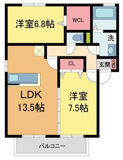 伊丹市鴻池(阪急伊丹線伊丹駅)のアパート賃貸物件 間取画像 伊丹市鴻池(阪急伊丹線伊丹駅)のアパート賃貸物件 間取画像